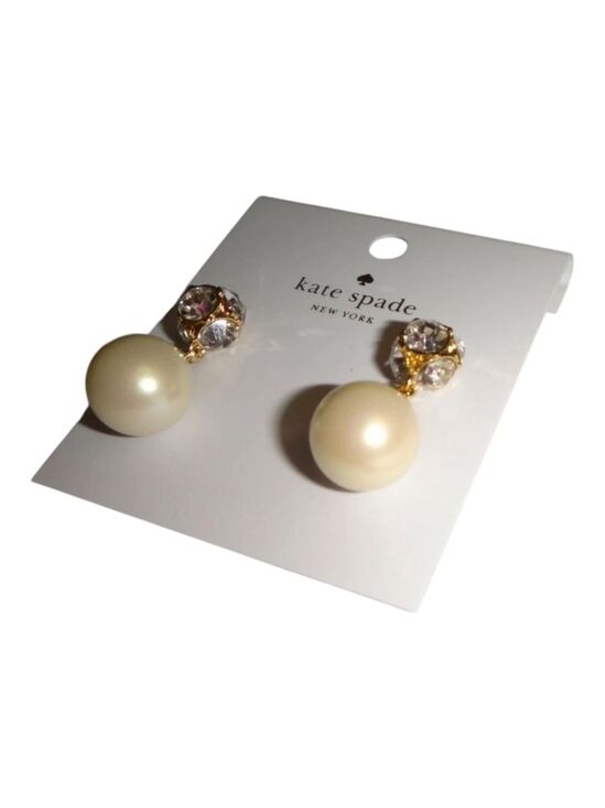 Kate Spade New York Jewelry - Kate Spade Lady Marmalade Drop Earrings Cream Pearl Crystals Gold Tone NWT 2310